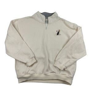 Orvis Men’s Ivory Pullover Sweatshirt 1/4 Zip Golf Bag Club Flag Embroidered XL
